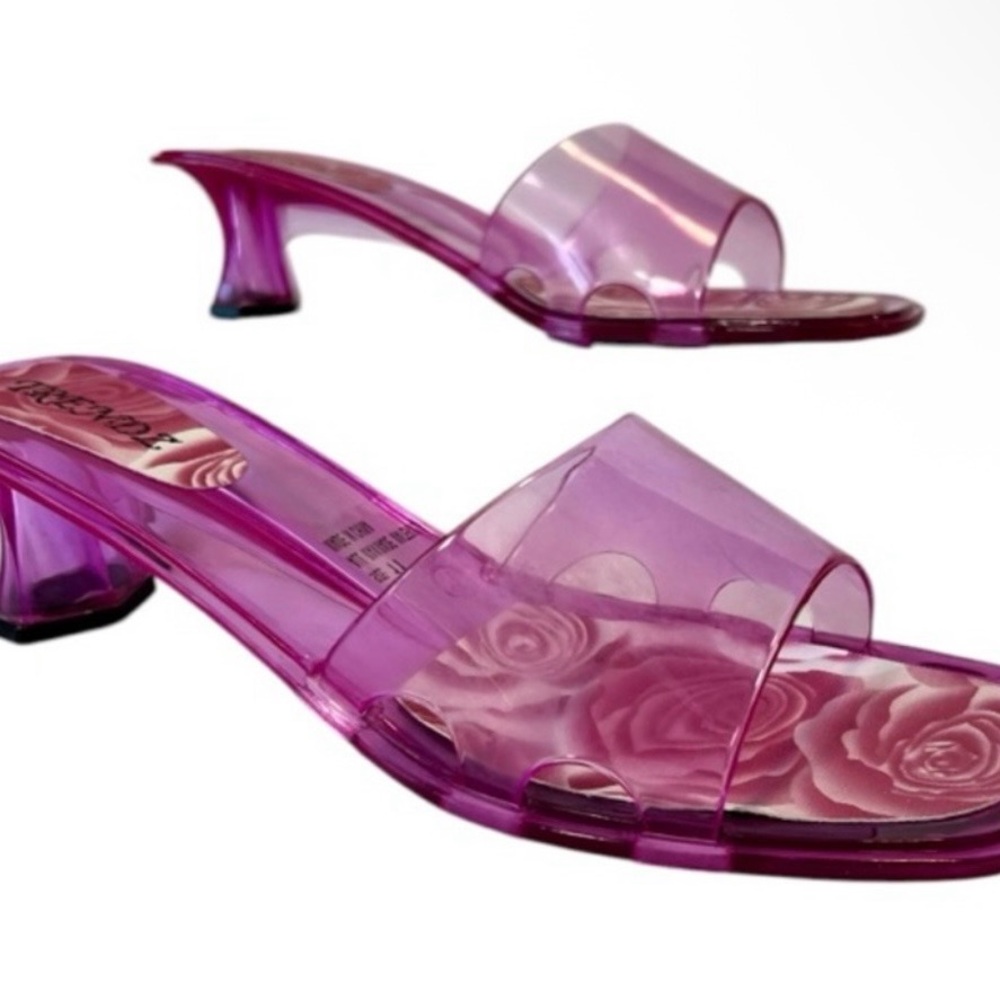 Transparent Pink Slide Sandals with Low Heel